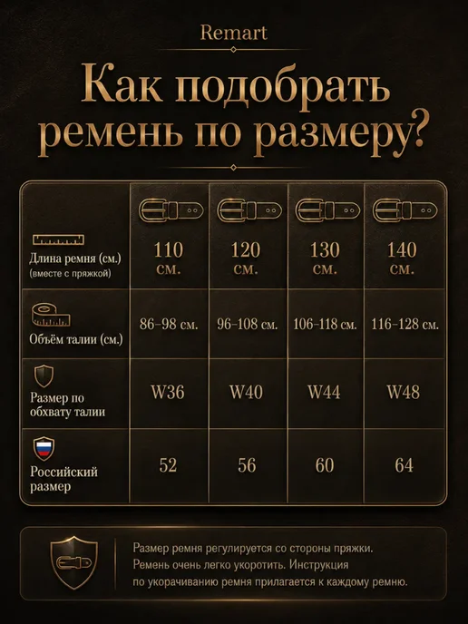 Remart Ремень натуральная кожа, коричневый, фото 7