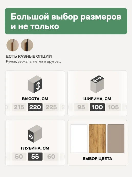 Woodcraft Распашной шкаф для одежды 90х60х210 Дуб нагано, Луас 2.3, 100x55x220, фото 5