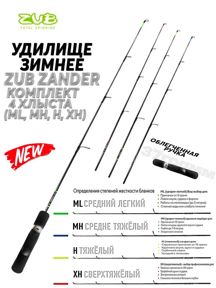 Удочка для зимней рыбалки ZUB Zander 4 хлыста ML, MH, H, XH
