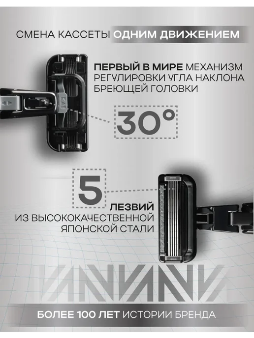 AUGER Бритва мужская с 6 кассетами, черный, фото 3