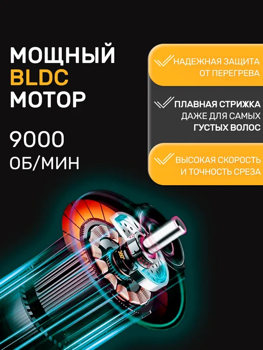 VGR Машинка для стрижки волос мужская с насадками беспроводная, черный, фото 2
