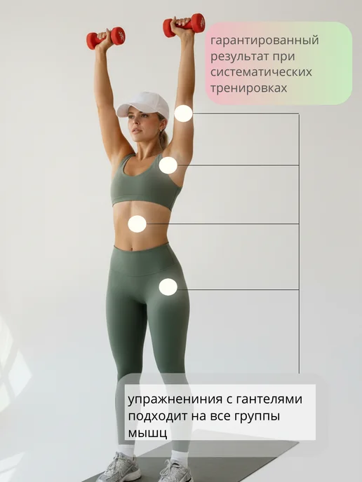 Гантели 1 кг 2 штуки, общий вес 2 кг, 2 кг, 4 кг, фото 3