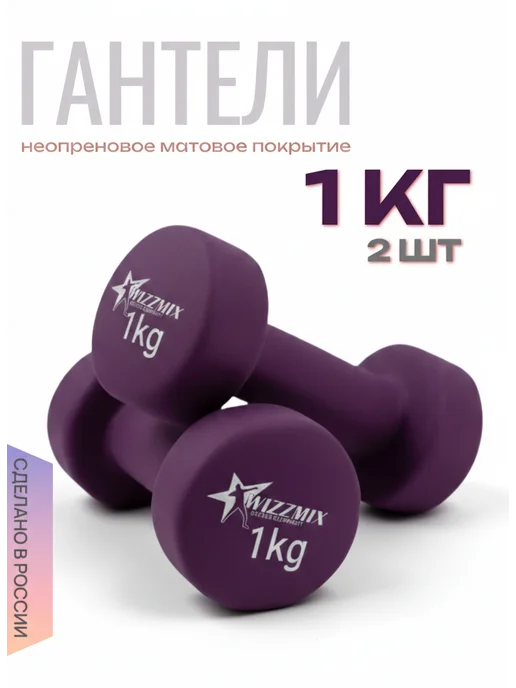 Гантели 1 кг 2 штуки, общий вес 2 кг, 1 кг, 2 кг