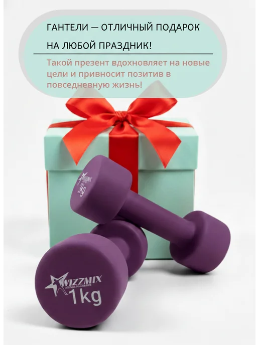 Гантели 1 кг 2 штуки, общий вес 2 кг, 1 кг, 2 кг, фото 2