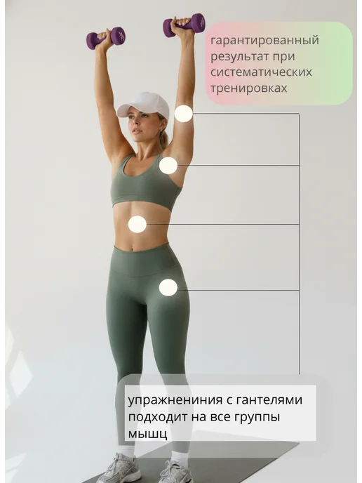 Гантели 1 кг 2 штуки, общий вес 2 кг, 1 кг, 2 кг, фото 5