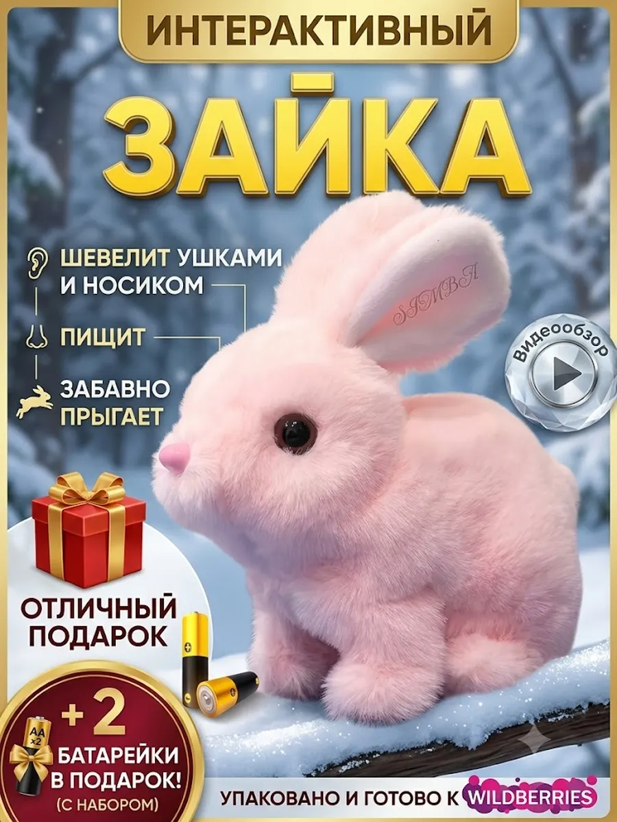 Зайчик прыгающий кролик подвижный интерактивный