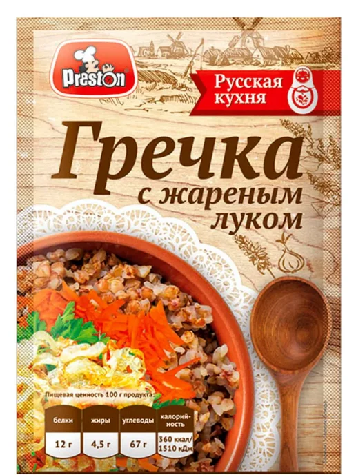 Preston Гречка быстрого приготовления 4 вкуса, 20шт по 40г, 20 шт, 40 г, фото 4