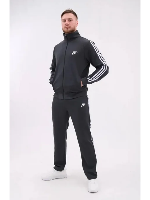 HN Fashion спортивный костюм на молнии Nike, серый, фото 5